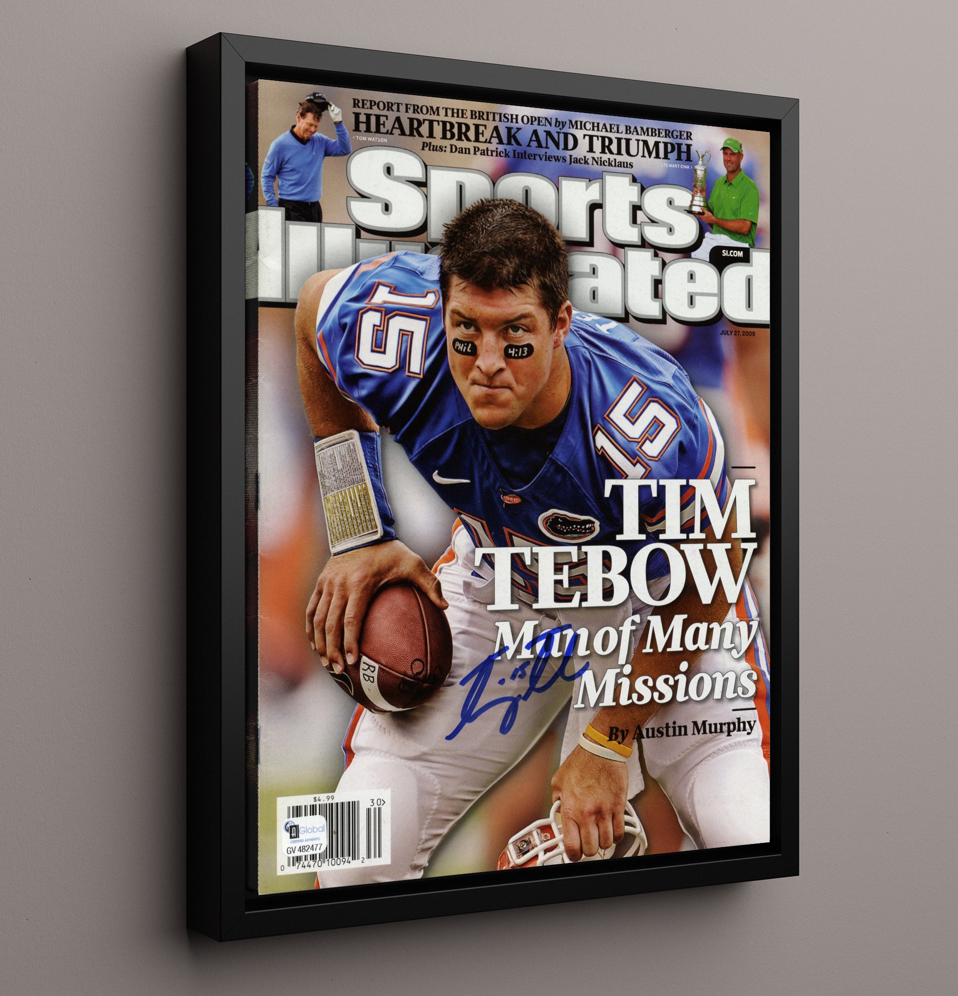 Florida Football Tim Tebow Man of Many Missions SI Cover College Football Wall Art 16x20 Framed Canvas wall art print – College Football decor