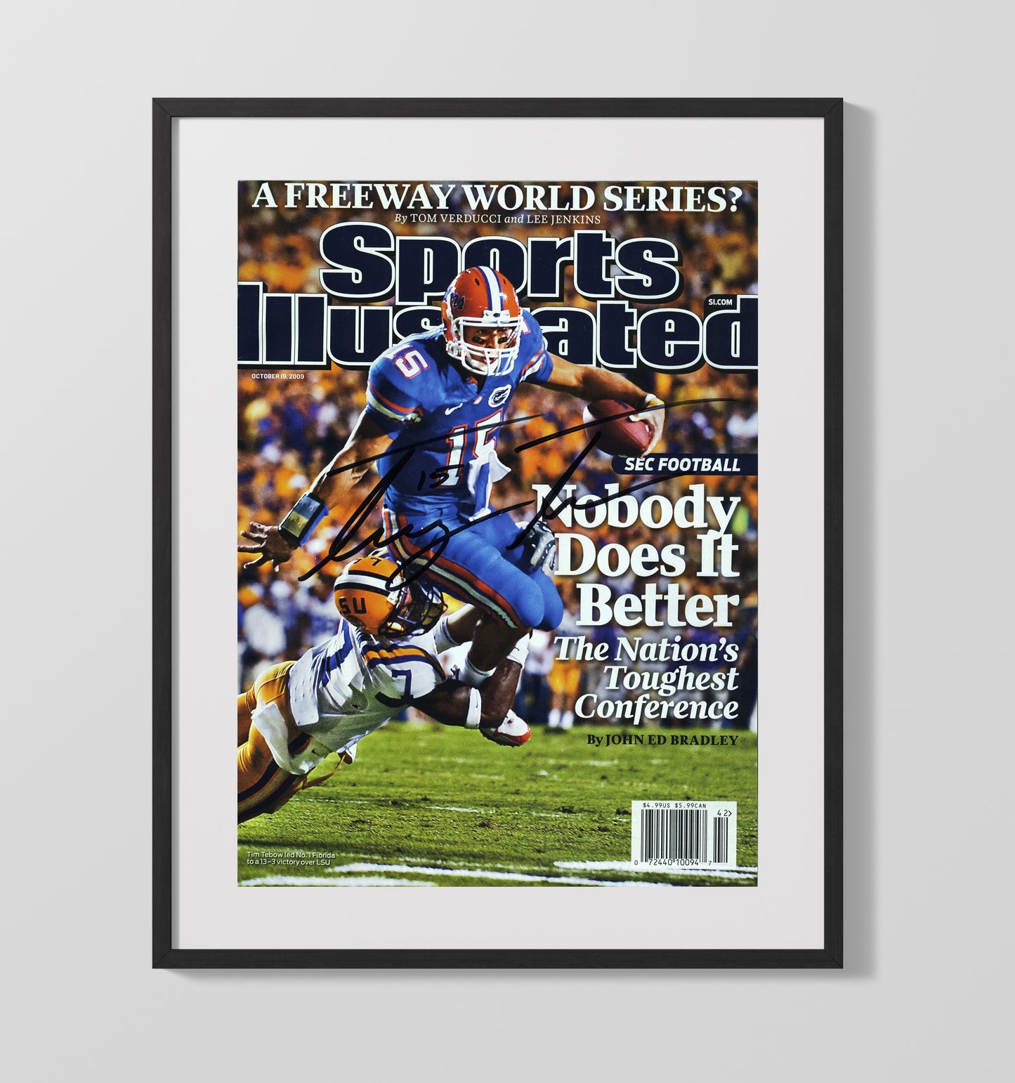 Florida Football Tim Tebow Nobody Does It Better SI Cover College Football Wall Art 16x20 Gallery Frame wall art print – College Football decor