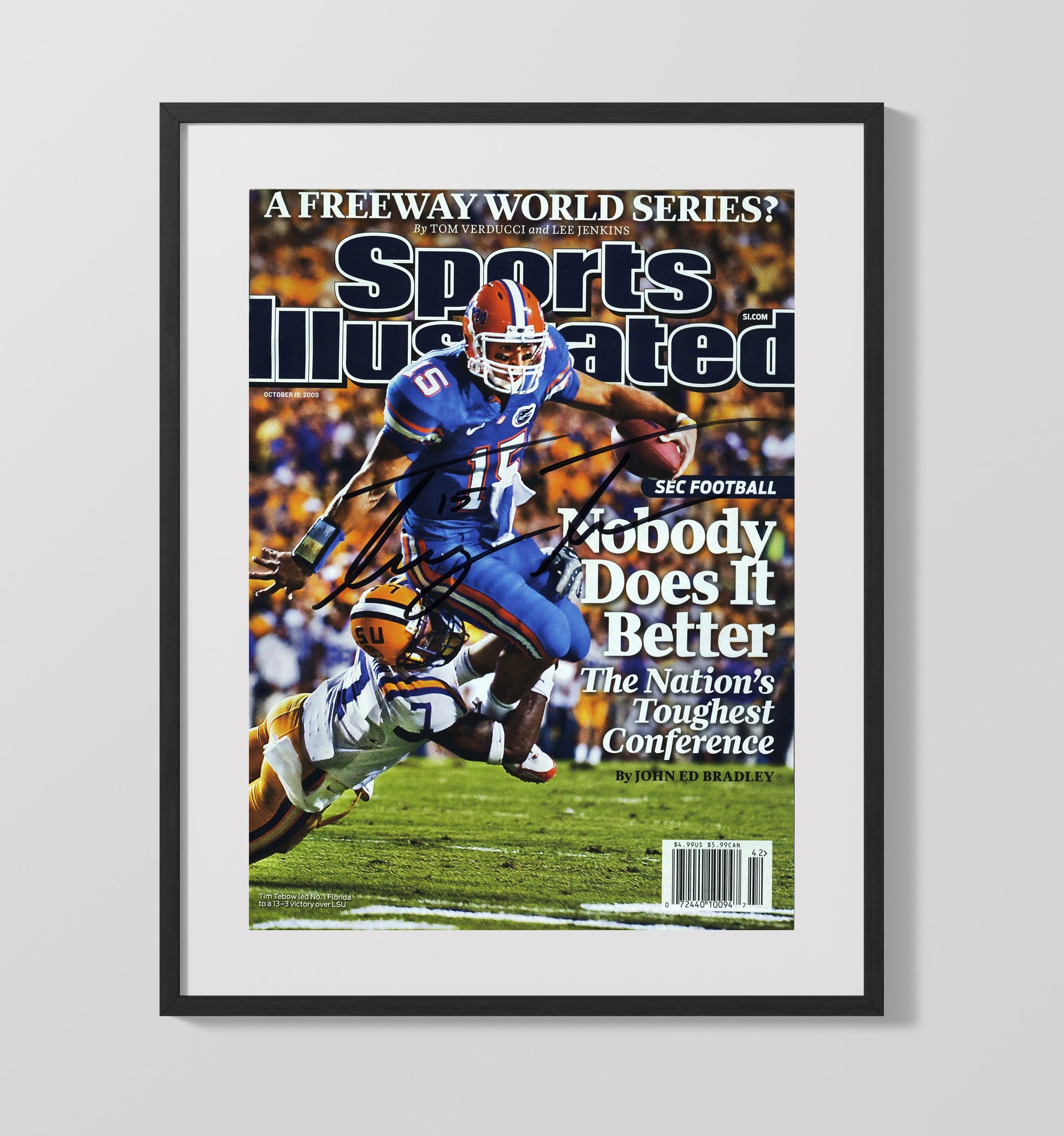 Florida Football Tim Tebow Nobody Does It Better SI Cover College Football Wall Art 16x20 Gallery Frame wall art print – College Football decor