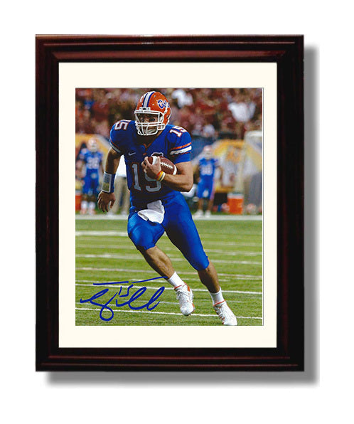 Florida Football Tim Tebow Open Field Run College Football Wall Art 8x10 Beveled Frame wall art print – College Football decor