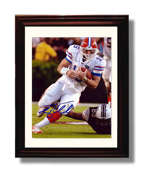 Florida Football Tim Tebow Power Run Breakaway College Football Wall Art 8x10 Beveled Frame wall art print – College Football decor