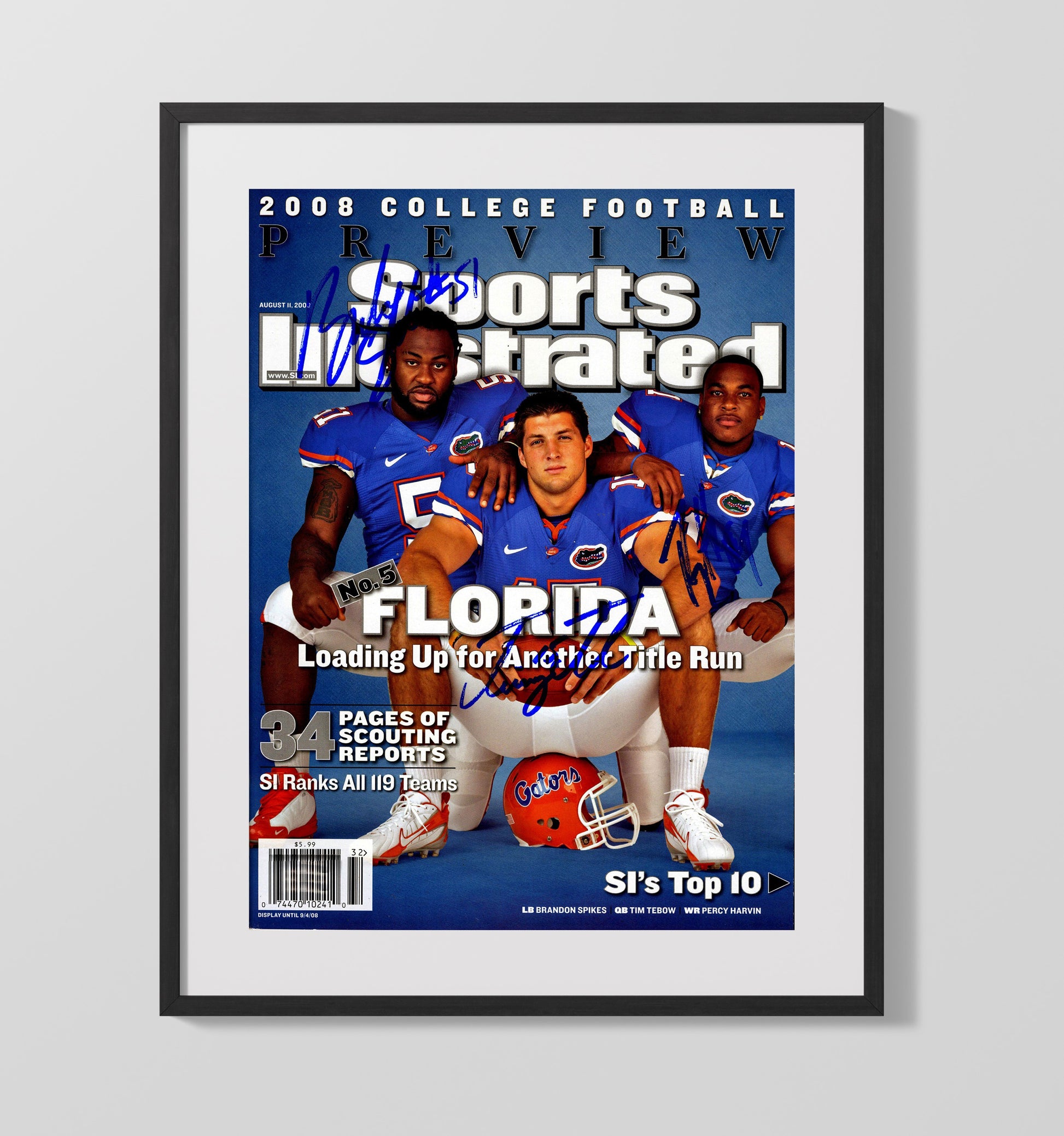 Florida Football Title Run Ready SI Cover 2008 Preview College Football Wall Art 16x20 Gallery Frame wall art print – College Football decor