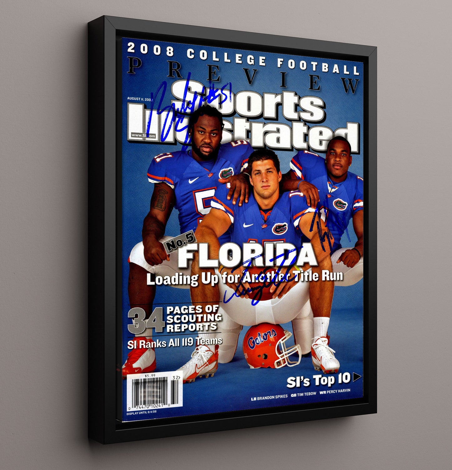 Florida Football Title Run Ready SI Cover 2008 Preview College Football Wall Art 16x20 Framed Canvas wall art print – College Football decor