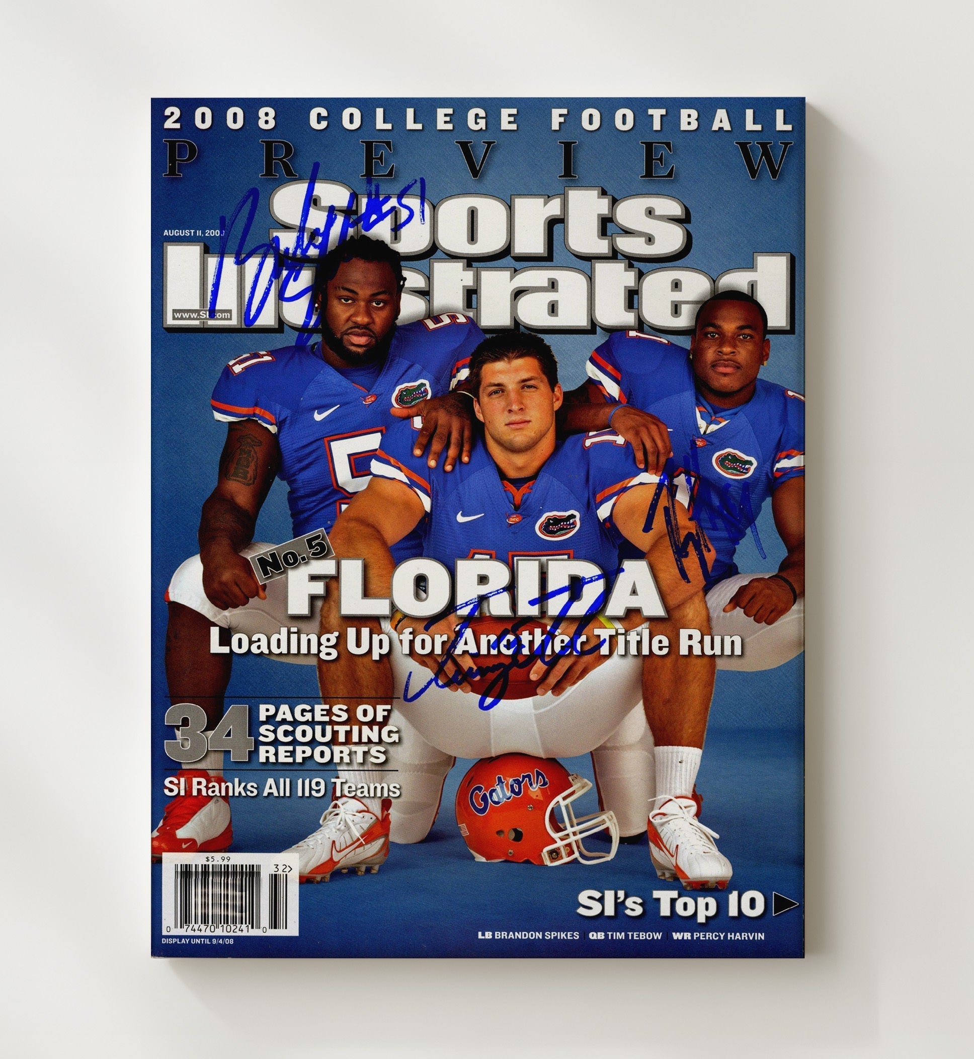 Florida Football - Title Run Ready SI Cover 2008 Preview 8x10 Canvas college football wall art