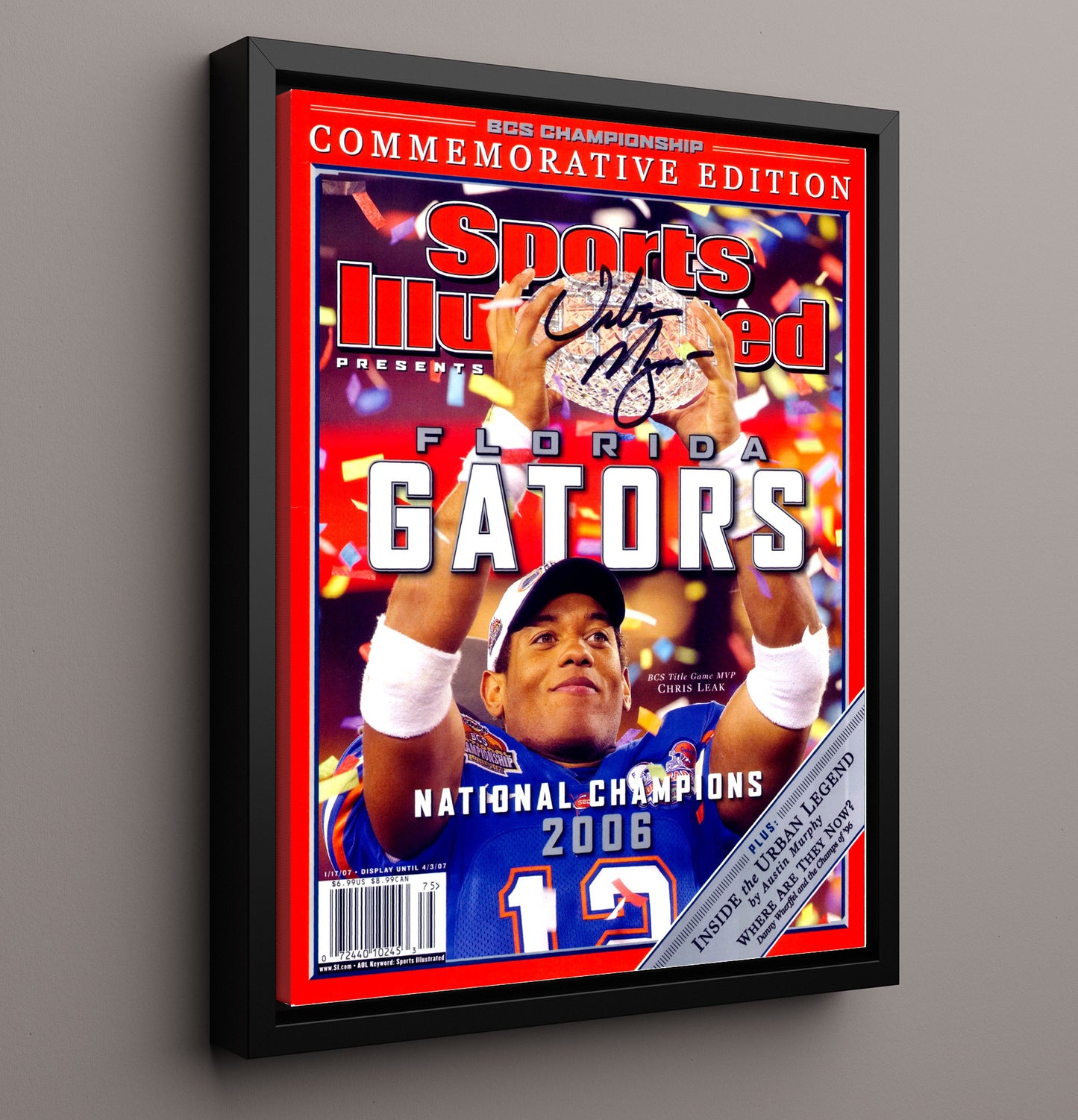 Florida Football Urban Meyer BCS Championship Celebration 2006 SI Commemorative College 16x20 Framed Canvas wall art print – College Football decor