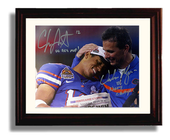 Florida Football - Urban Meyer and Chris Leak Championship Moment 8x10 Beveled Frame college football wall art