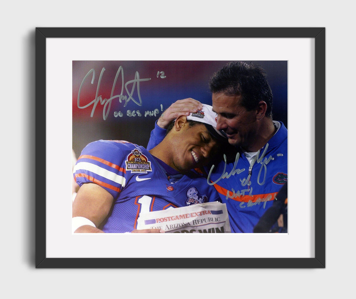 Florida Football - Urban Meyer and Chris Leak Championship Moment 8x10 Gallery Frame college football wall art