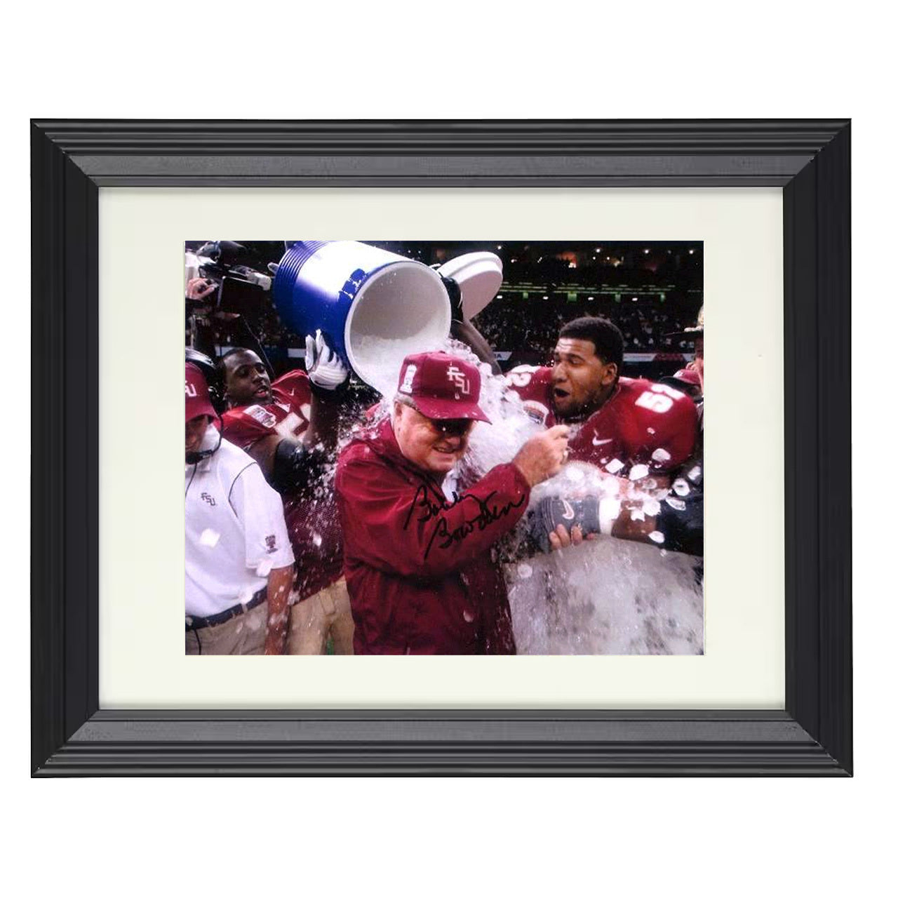 Florida State Football Bobby Bowden Ice Bath Celebration 8x10 black beveled frame college football wall art