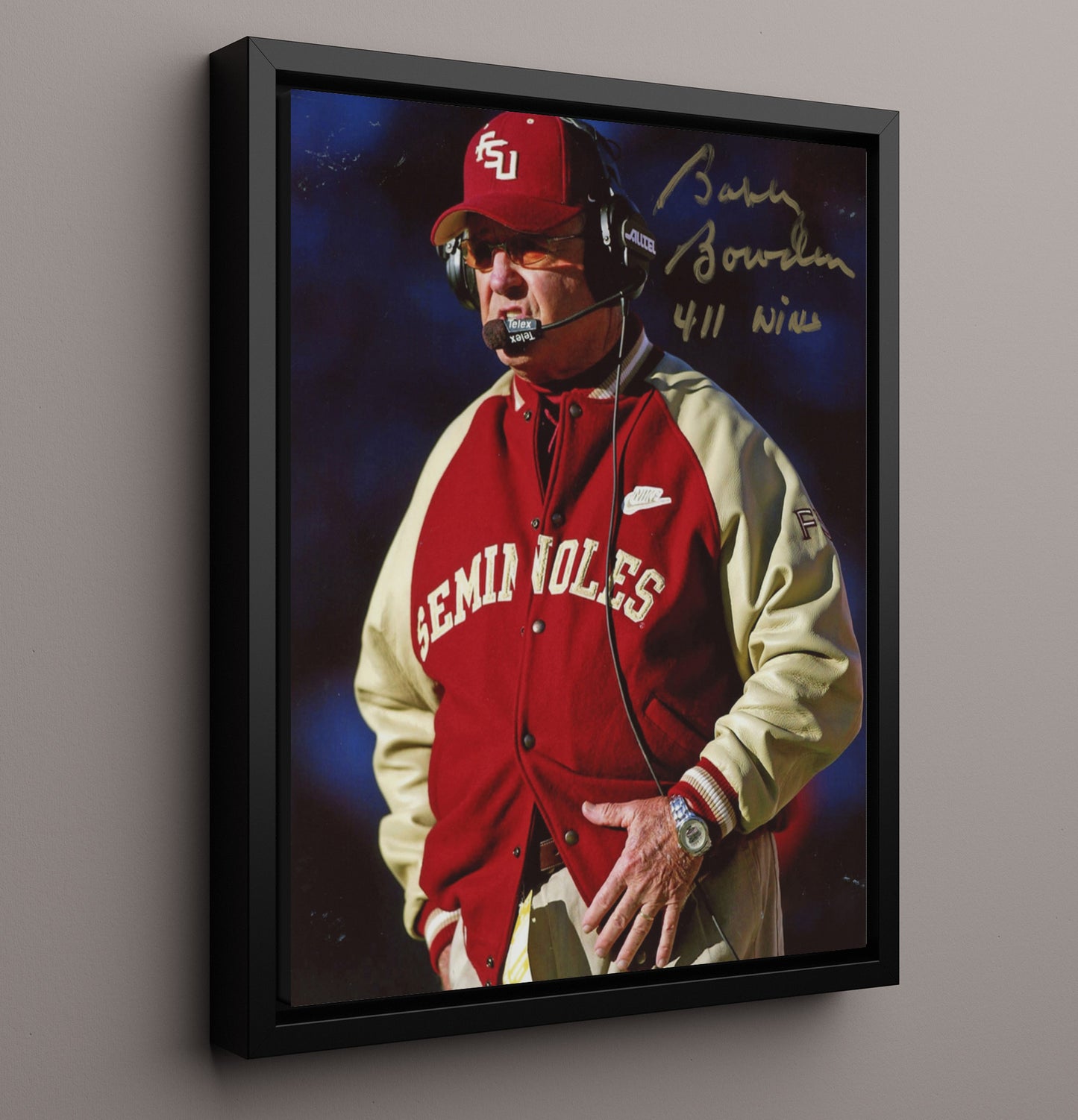 Florida State Football Bobby Bowden Record Setting Coach Portrait College Football Wall Art 16x20 Framed Canvas wall art print – College Football decor