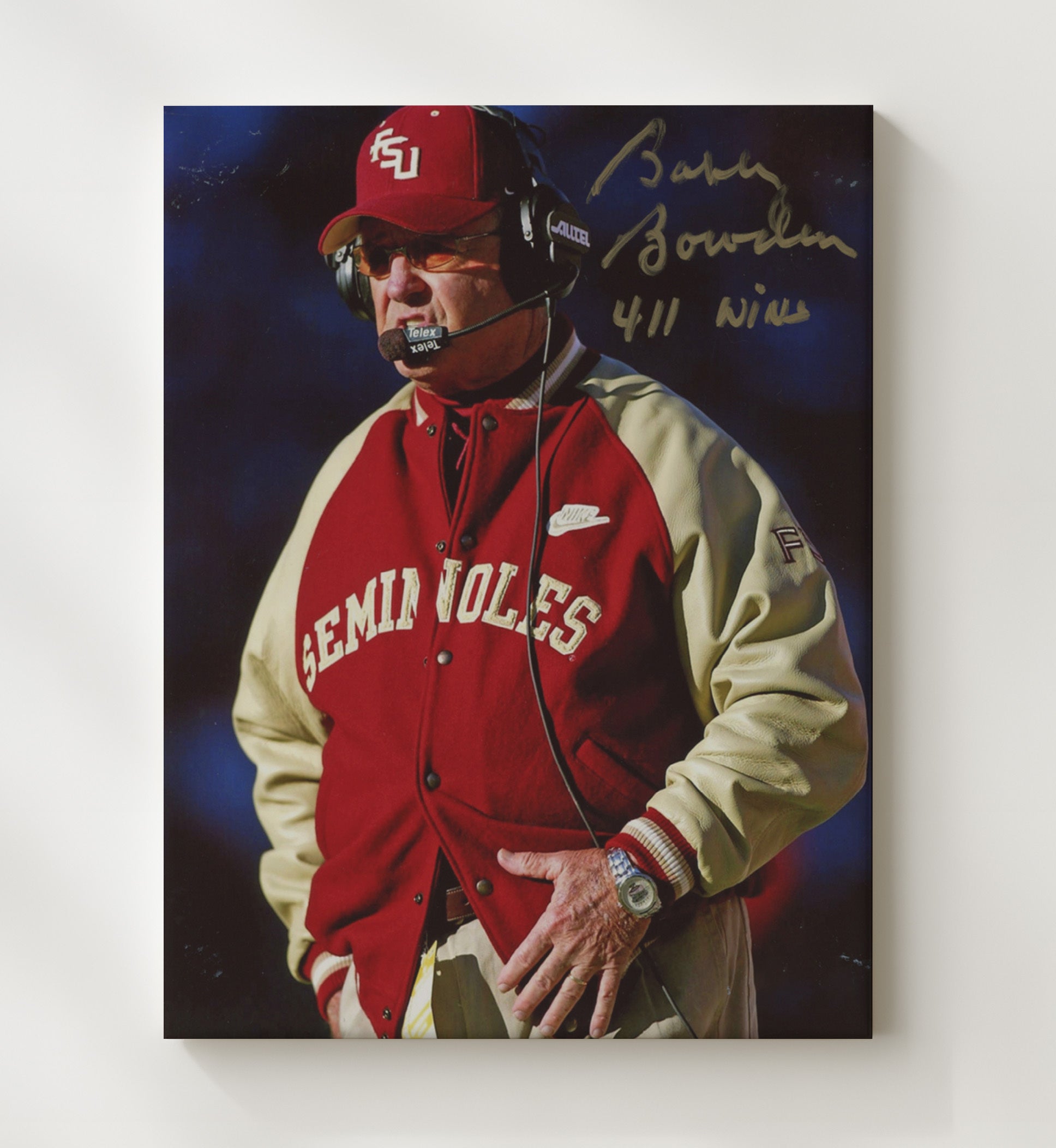 Florida State Football - Bobby Bowden Record Setting Coach Portrait 8x10 Canvas college football wall art