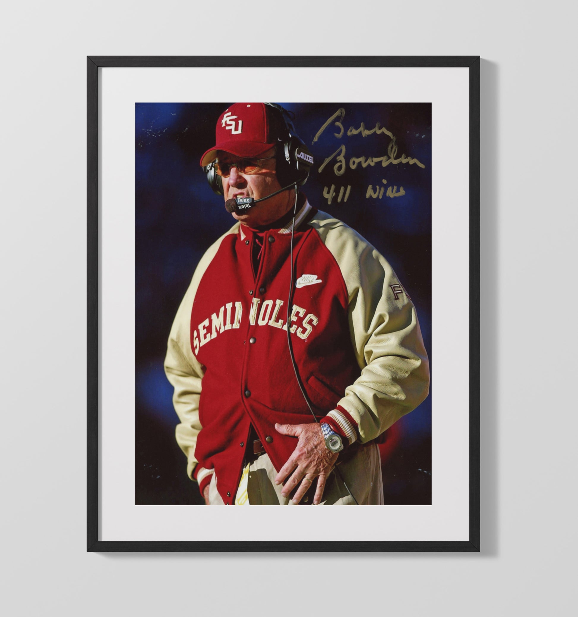 Florida State Football Bobby Bowden Record Setting Coach Portrait College Football Wall Art 16x20 Gallery Frame wall art print – College Football decor