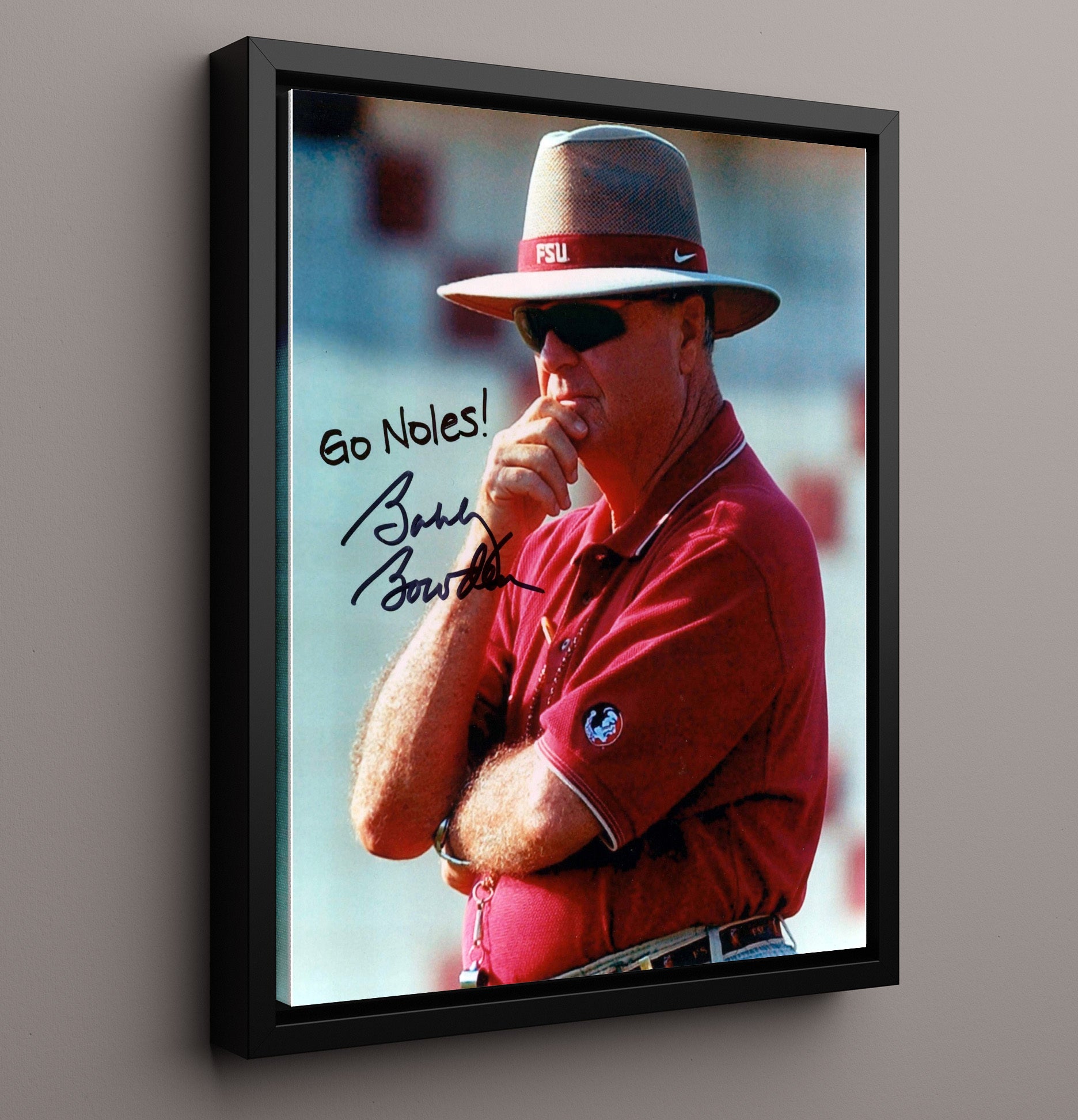 Florida State Football Bobby Bowden Sideline Focus Portrait College Football Wall Art 16x20 Framed Canvas wall art print – College Football decor