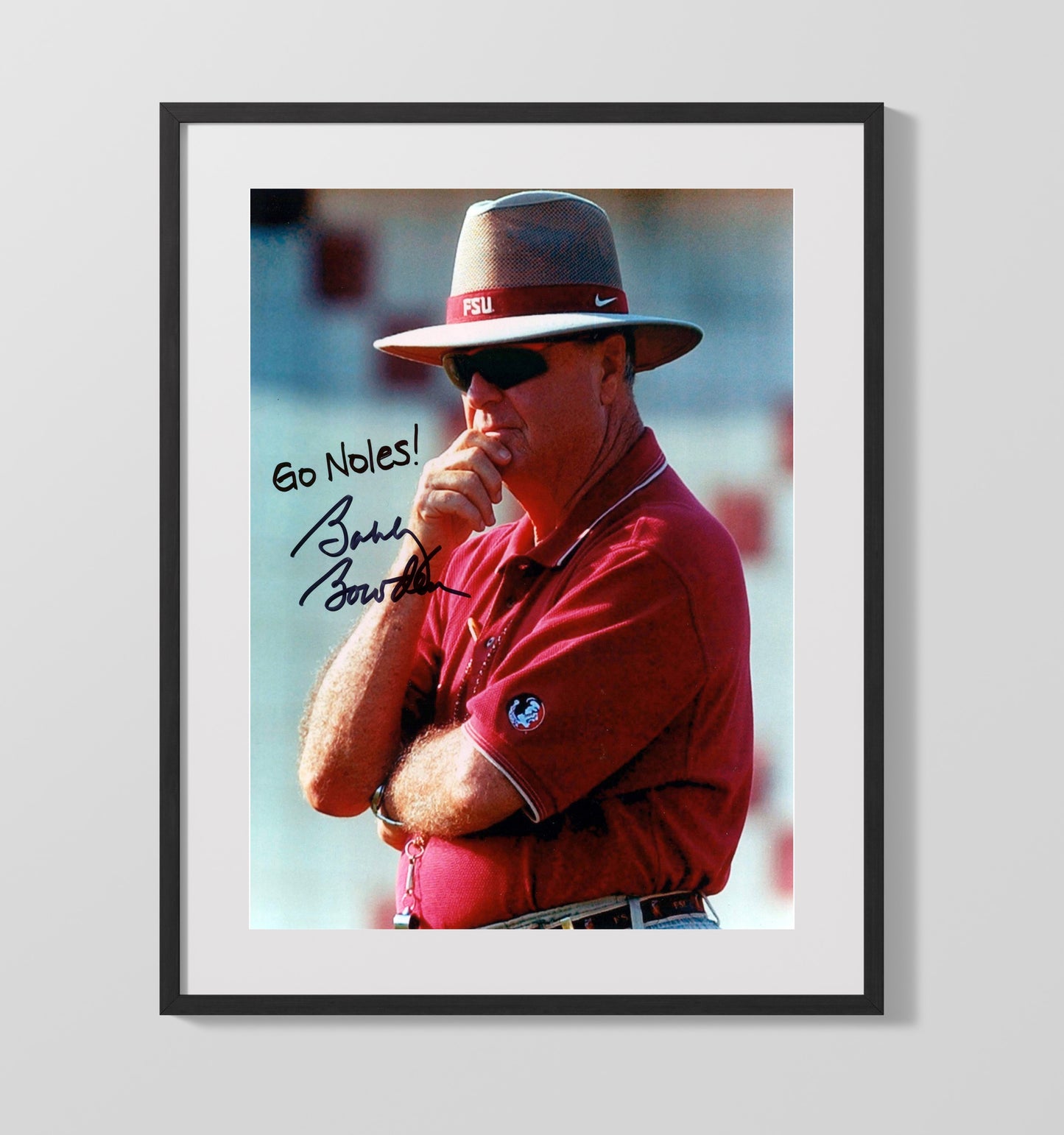 Florida State Football Bobby Bowden Sideline Focus Portrait College Football Wall Art 16x20 Gallery Frame wall art print – College Football decor