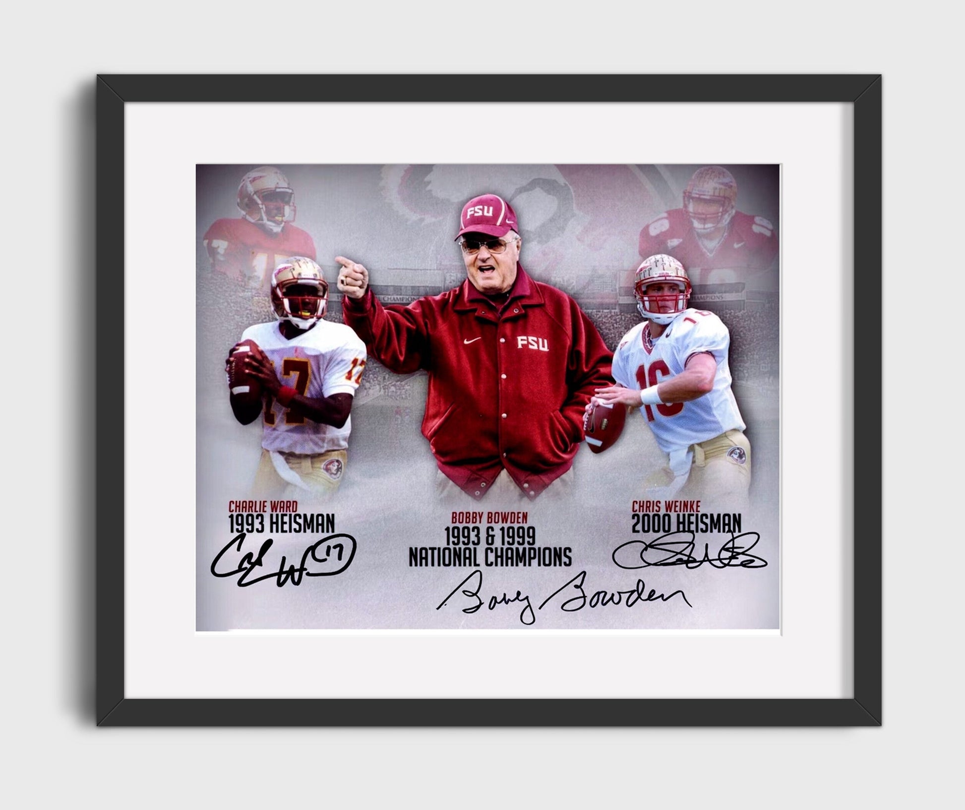 Florida State Football - Bobby Bowden with Ward and Weinke Heisman Legacy 8x10 Gallery Frame college football wall art