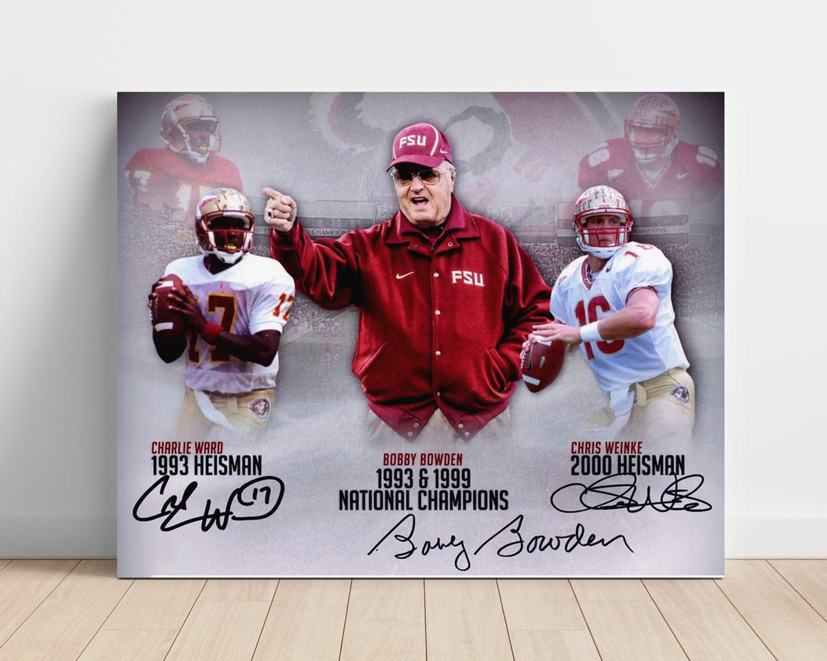 Florida State Football - Bobby Bowden with Ward and Weinke Heisman Legacy 8x10 Unframed Print college football wall art