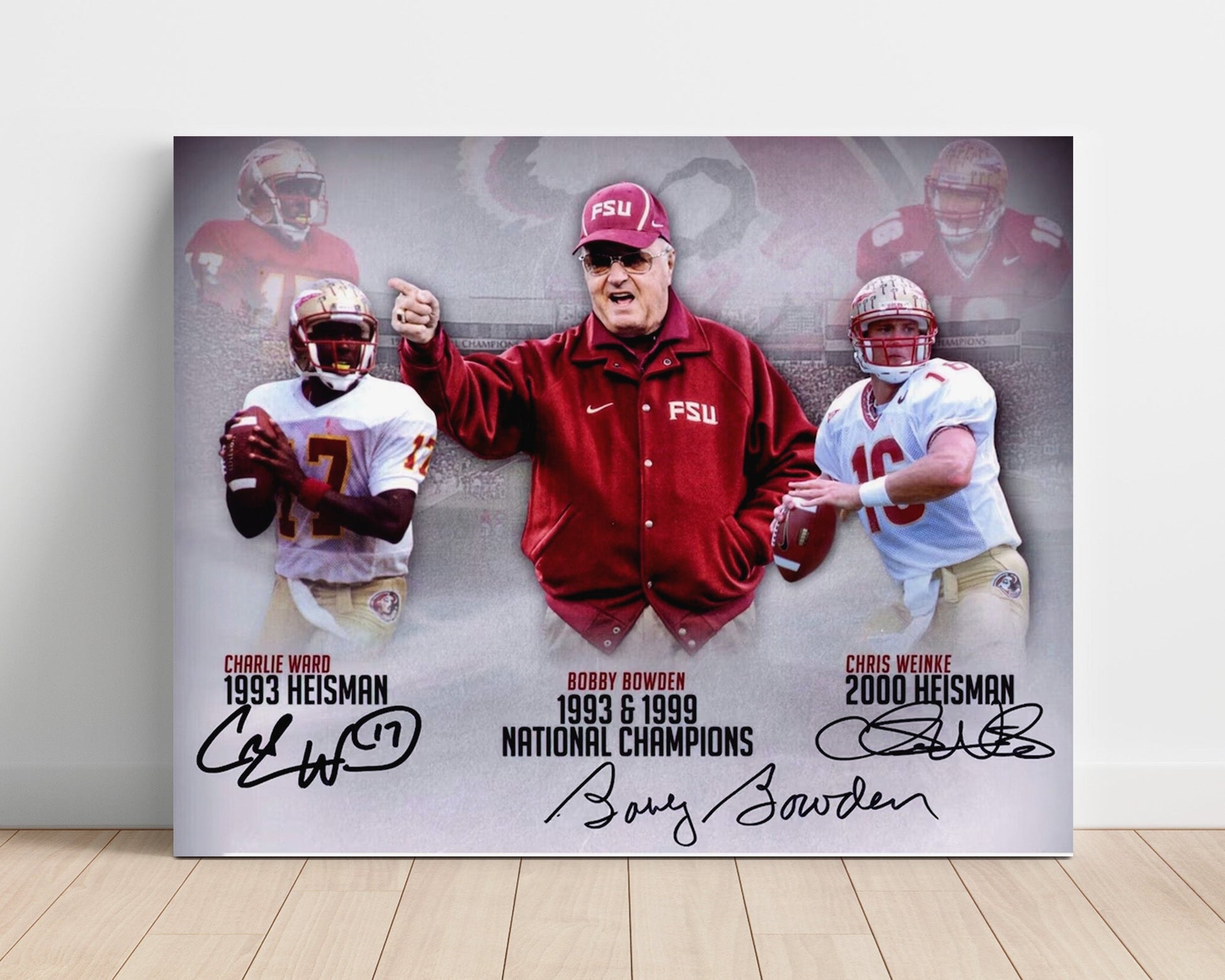 Florida State Football - Bobby Bowden with Ward and Weinke Heisman Legacy 8x10 Unframed Print college football wall art