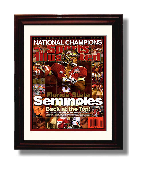 Florida State Football Jameis Winston National Champions SI Cover 2013 College Football Wall 8x10 Beveled Frame wall art print – College Football decor