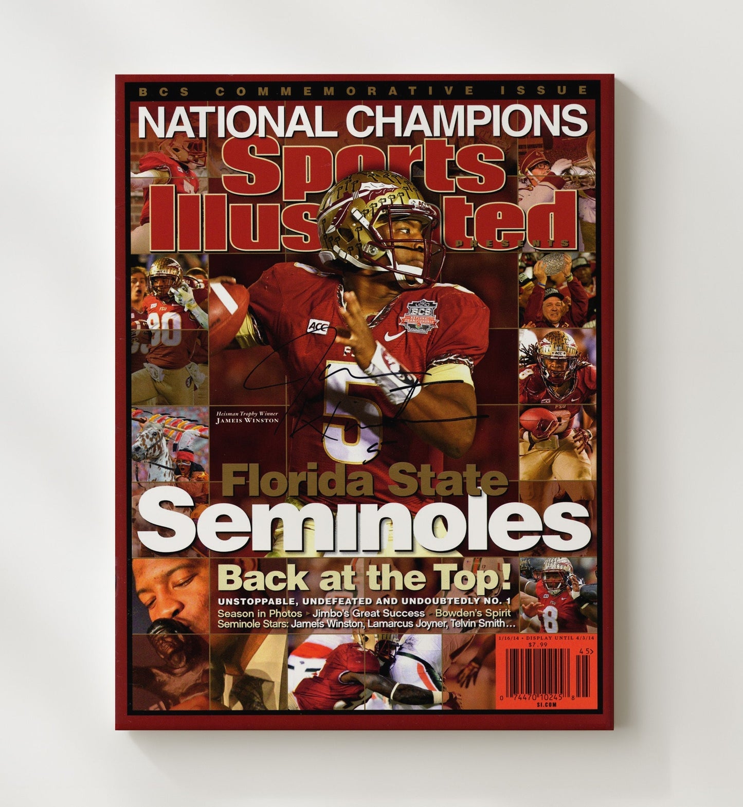 Florida State Football - Jameis Winston National Champions SI Cover 2013 8x10 Canvas college football wall art