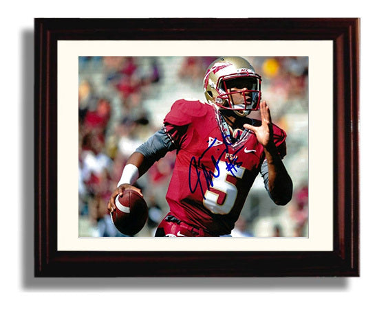 Florida State Football Jameis Winston Power Run Through Defense College Football Wall Art 8x10 Beveled Frame wall art print – College Football decor