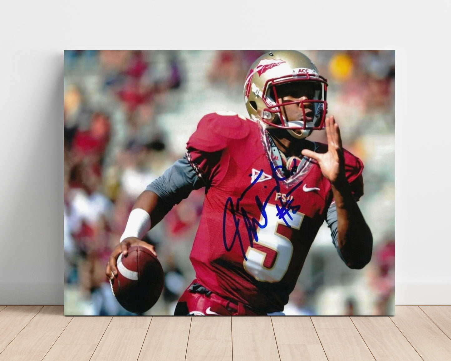 Florida State Football Jameis Winston Power Run Through Defense College Football Wall Art 16x20 Unframed Print wall art print – College Football decor