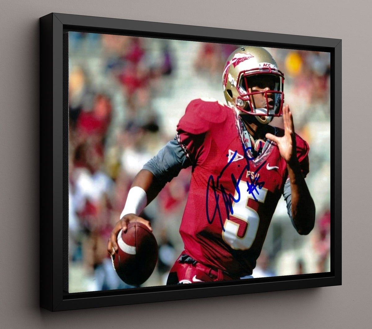 Florida State Football - Jameis Winston Power Run Through Defense 8x10 Framed Canvas college football wall art