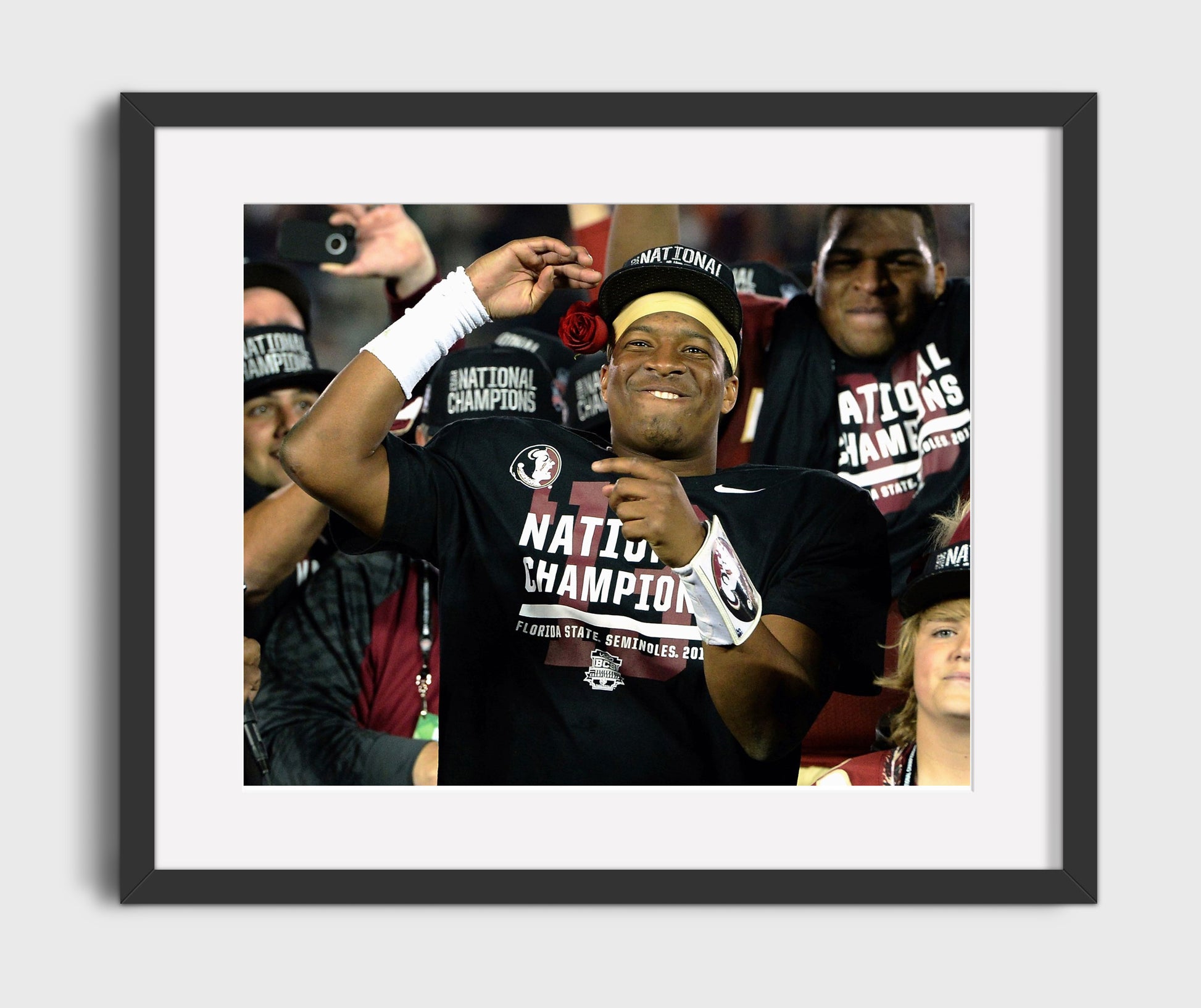 Florida State Football Jameis Winston Rose Bowl Moment College Football Wall Art 16x20 Gallery Frame wall art print – College Football decor
