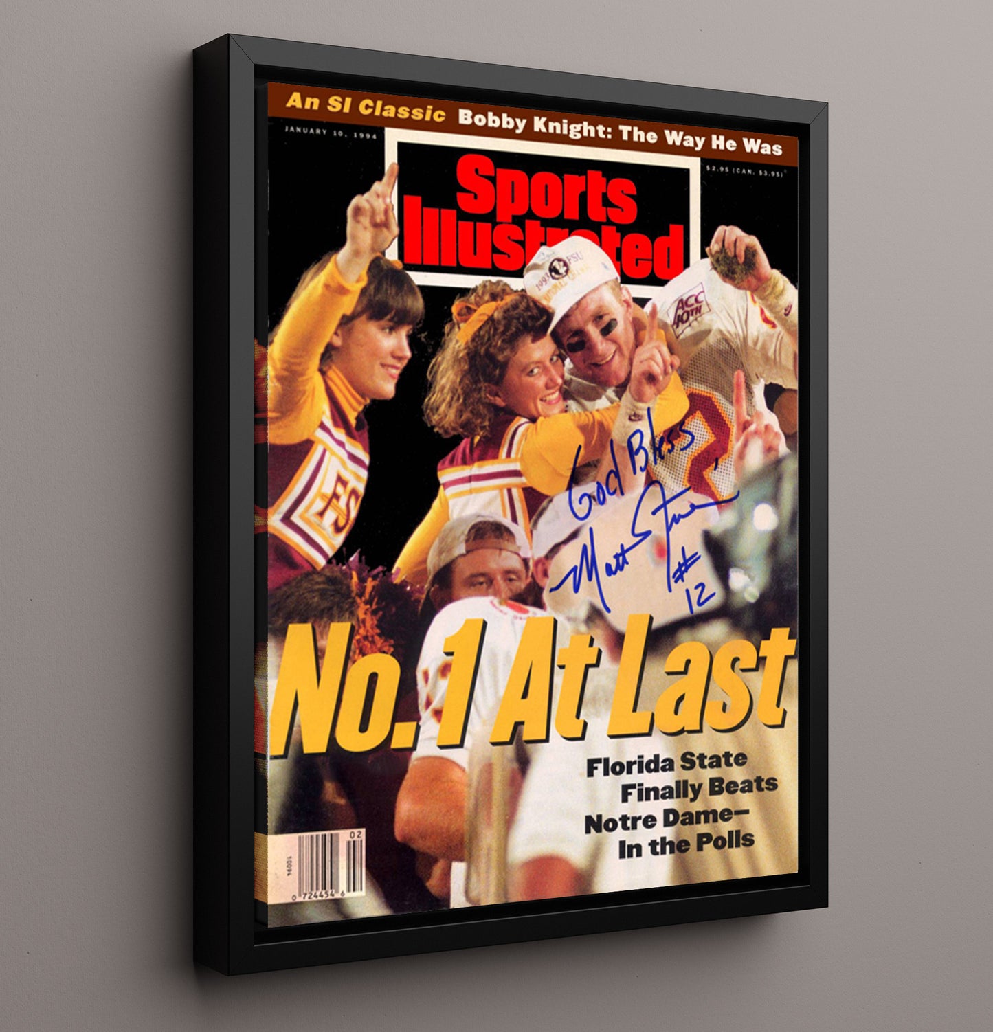 Florida State Football National Title Celebration SI Cover 1993 College Football Wall Art 16x20 Framed Canvas wall art print – College Football decor