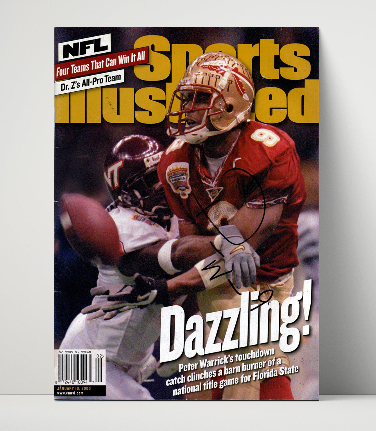 Florida State Football Peter Warrick Dazzling Play SI Cover 2000 College Football Wall Art 16x20 Unframed Print wall art print – College Football decor