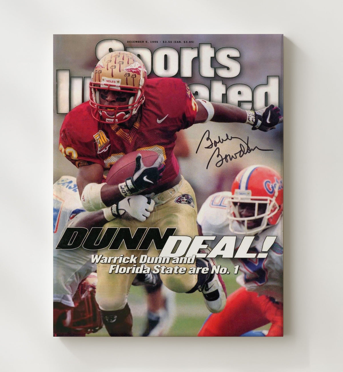 Florida State Football - Warrick Dunn Breakaway Run SI Cover 1996 8x10 Canvas college football wall art