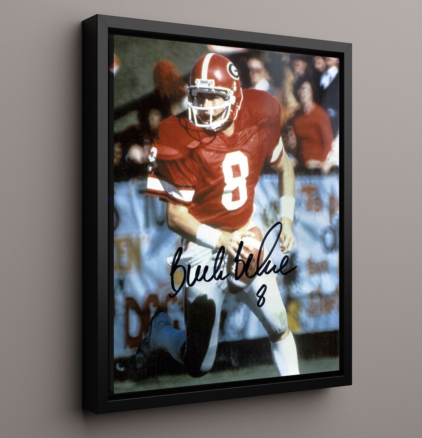 Georgia Buck Belue Bulldog Breakaway College Football Wall Art 16x20 Framed Canvas wall art print – College Football decor
