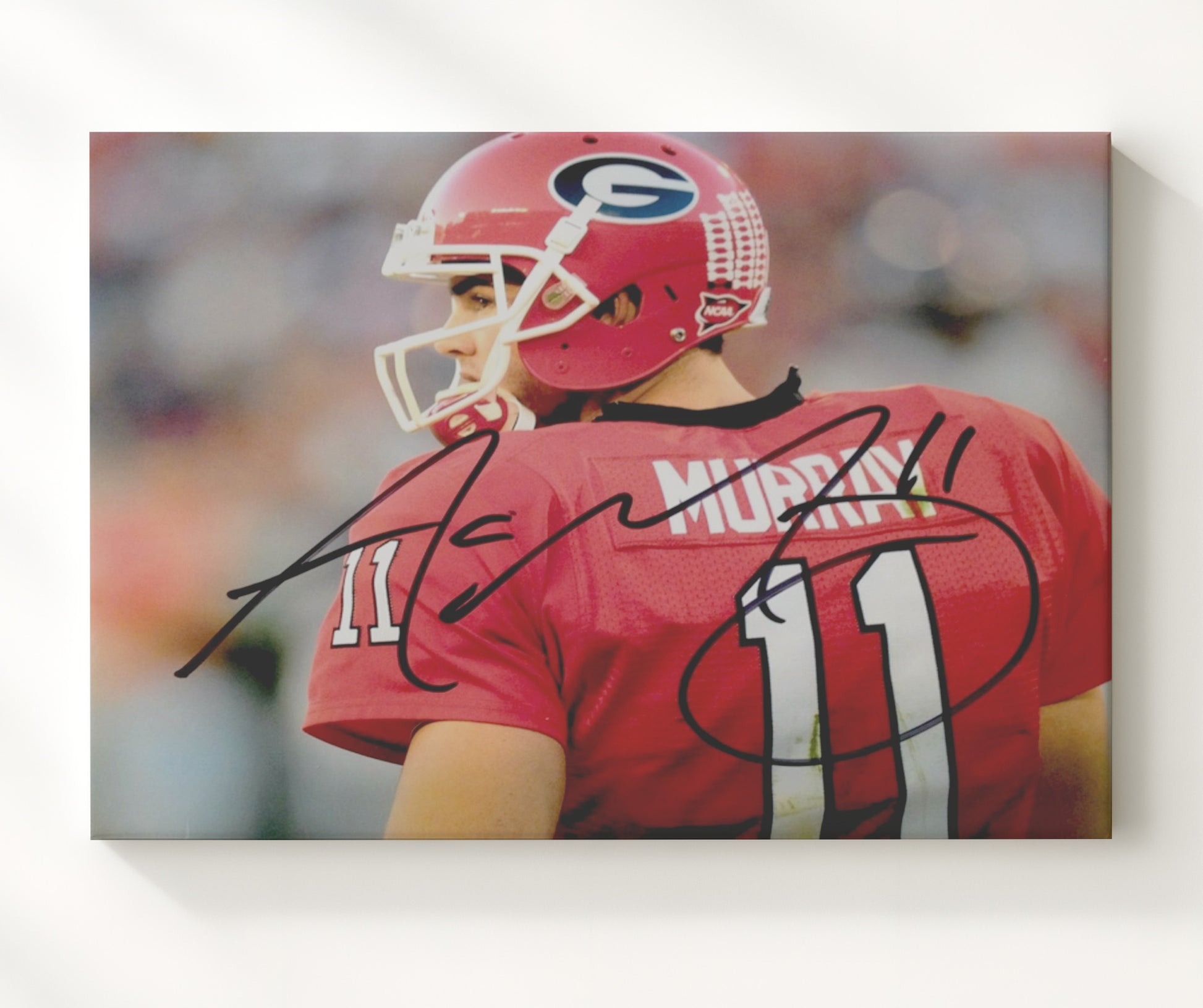 Georgia Football Aaron Murray Field General Passing Moment College Football Wall Art 20x24 Canvas wall art print – College Football decor