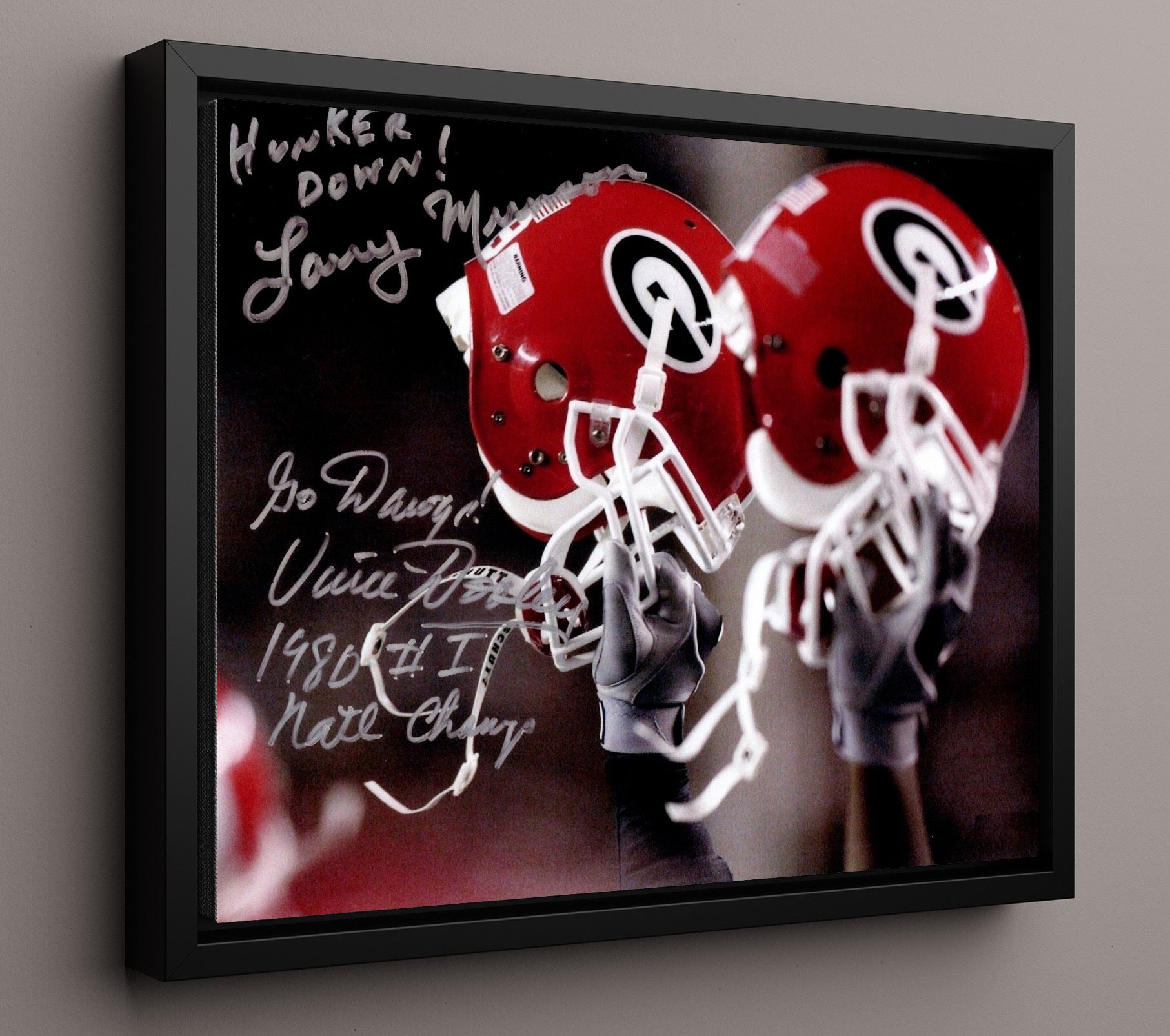 Georgia Football - Dooley and Munson Helmet Tribute 8x10 Framed Canvas college football wall art