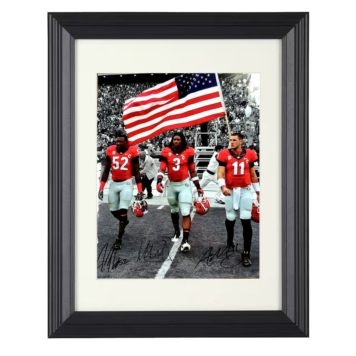 Georgia Football - Gurley Team Walk Under American Flag 8x10 Beveled Frame college football wall art