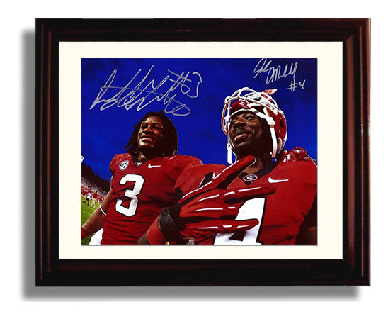 Georgia Football Gurley and Michel Dynamic Backfield Duo College Football Wall Art 8x10 Beveled Frame wall art print – College Football decor