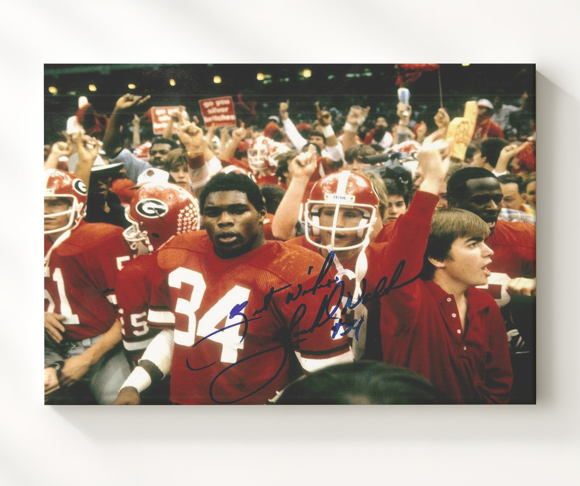 Georgia Football Herschel Walker 1980 Championship Era Power Run College Football Wall Art 20x24 Canvas wall art print – College Football decor