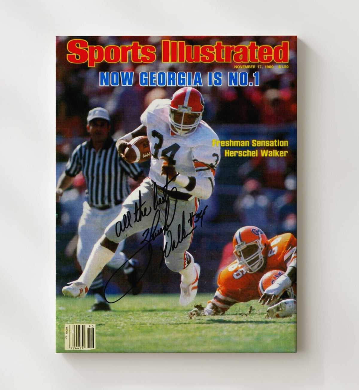 Georgia Football - Herschel Walker Freshman Sensation SI Cover 1980 8x10 Canvas college football wall art