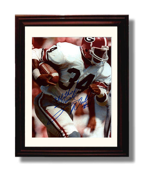 Georgia Football Herschel Walker Power Run Action College Football Wall Art 8x10 Beveled Frame wall art print – College Football decor