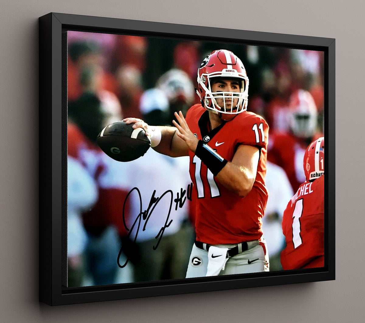 Georgia Football - Jake Fromm Passing Motion 8x10 Framed Canvas college football wall art