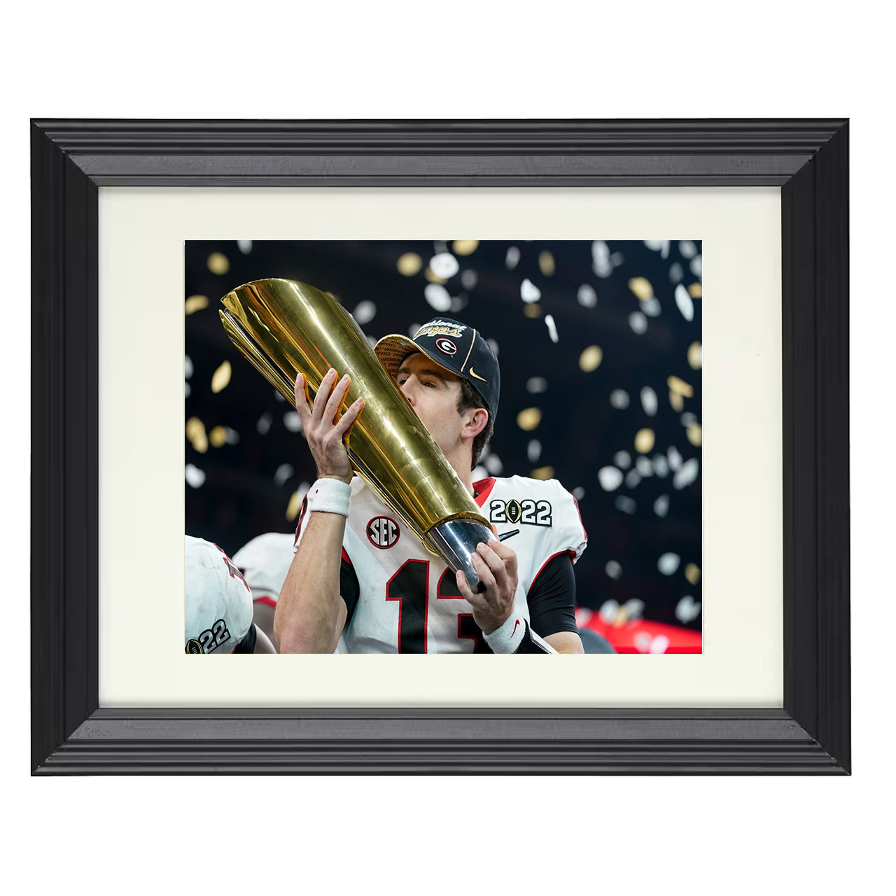 Georgia Kirby Smart Championship Celebration Trophy Raised 8x10 black beveled frame college football wall art