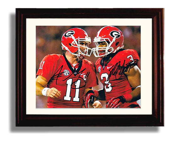 Georgia Football Murray and Gurley Offensive Duo College Football Wall Art 8x10 Beveled Frame wall art print – College Football decor