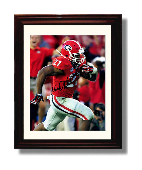 Georgia Football Nick Chubb Breakaway Run Power College Football Wall Art 8x10 Beveled Frame wall art print – College Football decor
