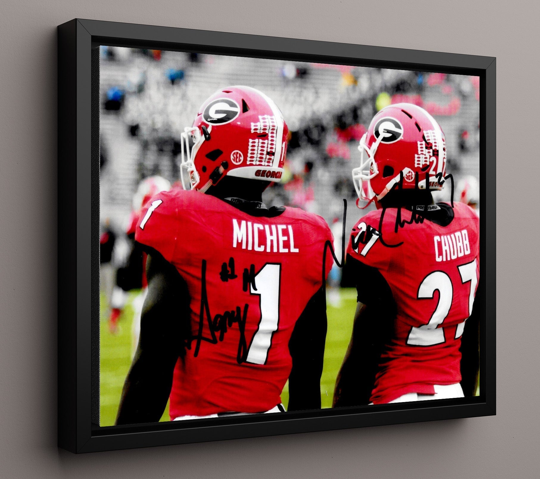 Georgia Football - Nick Chubb and Sony Michel Backfield Duo 8x10 Framed Canvas college football wall art
