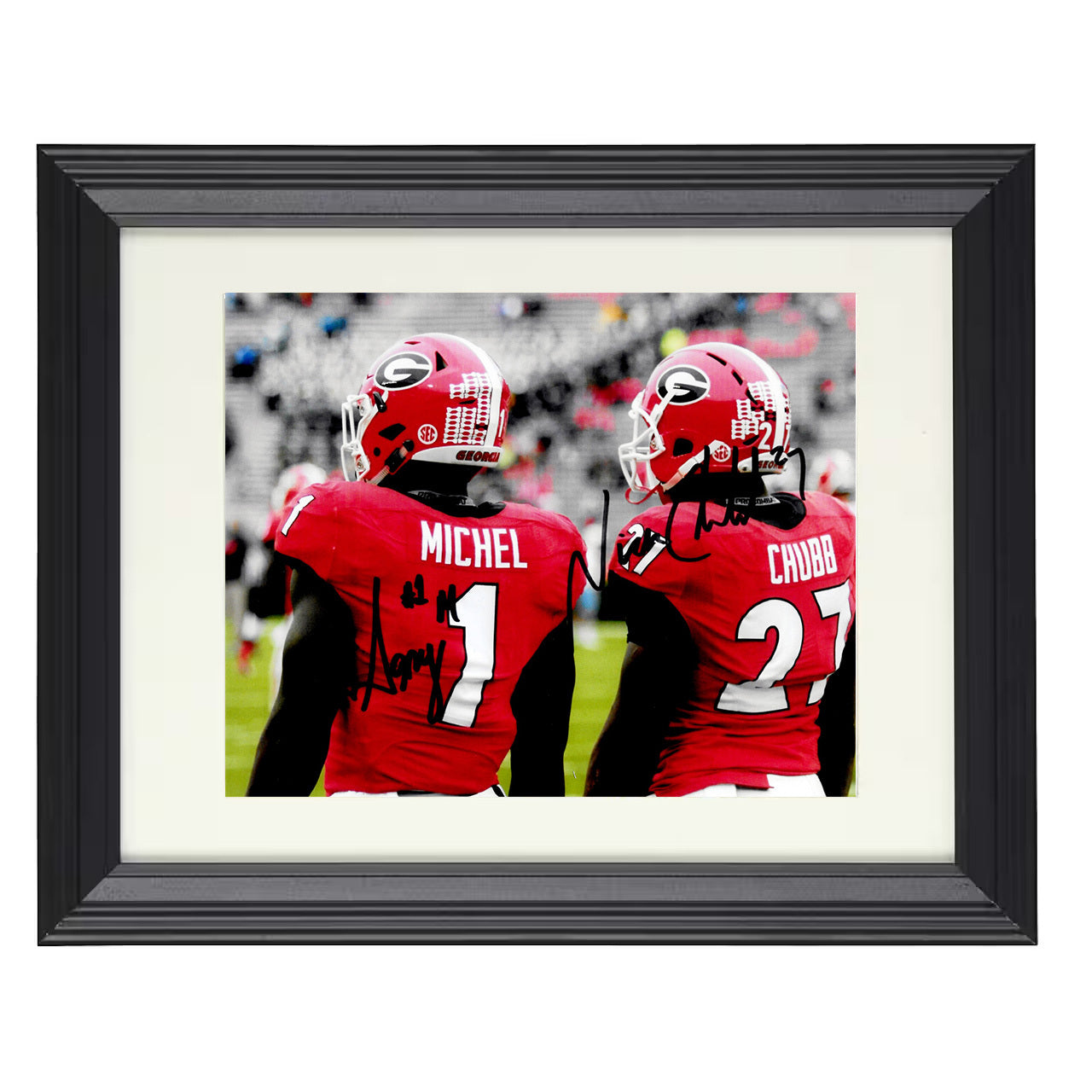 Georgia Football Nick Chubb and Sony Michel Backfield Duo 8x10 black beveled frame college football wall art