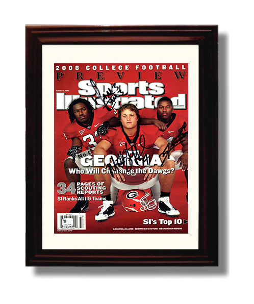 Georgia Football Stafford Moreno Ellerbe SI Preview Cover 2008 College Football Wall Art 8x10 Beveled Frame wall art print – College Football decor