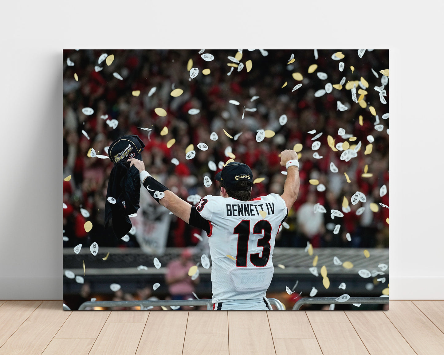 Georgia Football Stetson Bennett Celebration Moment College Football Wall Art 16x20 Unframed Print wall art print – College Football decor