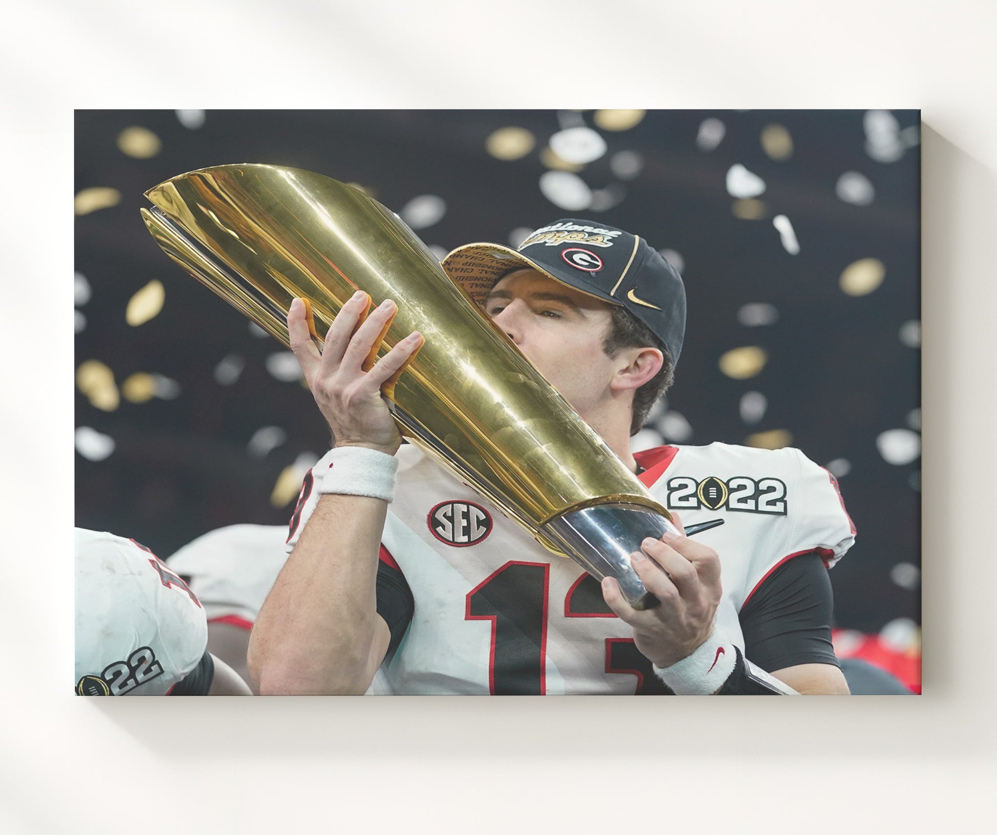 Georgia Football - Stetson Bennett Championship Trophy 8x10 Canvas college football wall art
