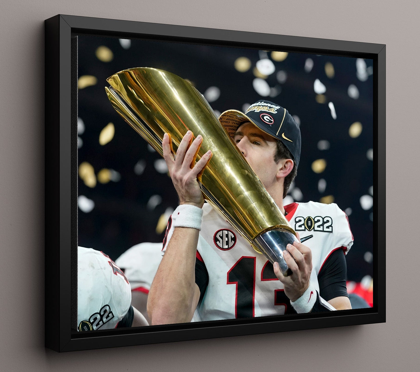 Georgia Football - Stetson Bennett Championship Trophy 8x10 Framed Canvas college football wall art