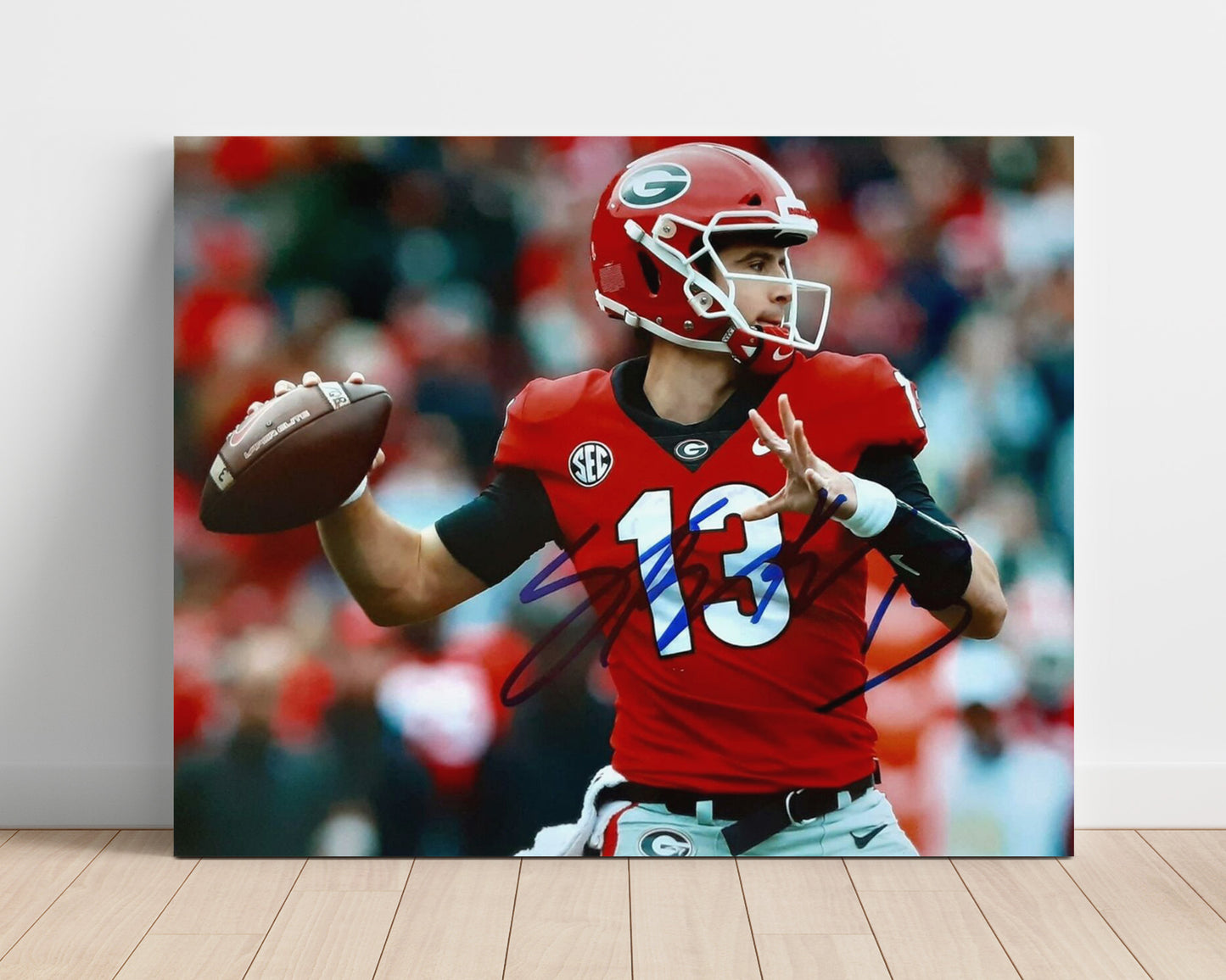 Georgia Football Stetson Bennett Passing Pose College Football Wall Art 16x20 Unframed Print wall art print – College Football decor