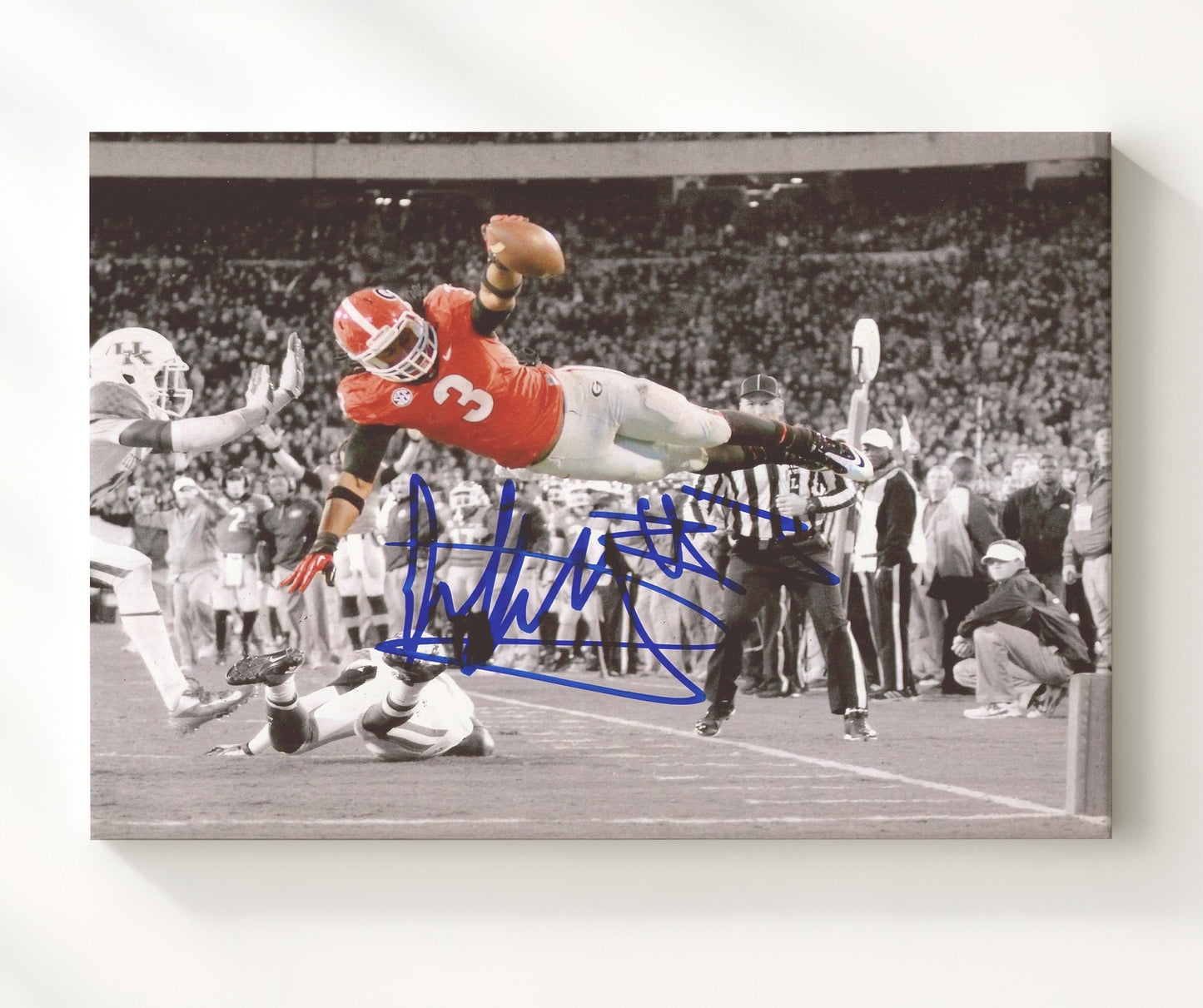 Georgia Football - Todd Gurley Flying Touchdown Dive 8x10 Canvas college football wall art