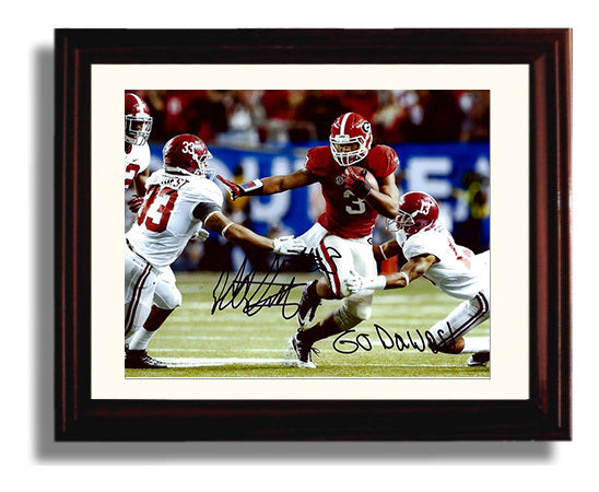 Georgia Football Todd Gurley Stiff Arm Run College Football Wall Art 8x10 Beveled Frame wall art print – College Football decor